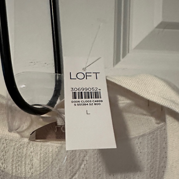LOFT Cream Ribbed Knit Top - Picture 3 of 4